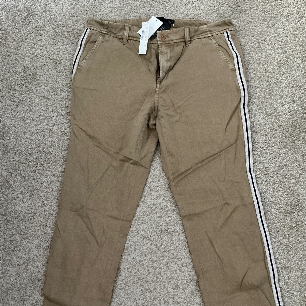 J. CREW High-rise Girlfriend Chino with side stripe Tan Beige Khaki NWT SIZE 10